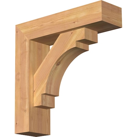 Ekena Millwork Merced Block Smooth Bracket w/ Offset Brace, Western Red Cedar, 5 1/2"W x 20"D x 20"H BKT0604X20X20MRC05SWR